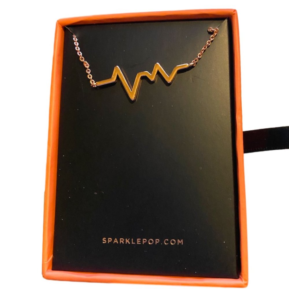 Sparklepop Rose Gold Heartbeat Necklace NEW